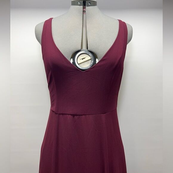 Show Me Your MuMu Jenn Maxi Sleeveless Bridesmaid Gown Dress in Merlot Chiffon M - Picture 2 of 14
